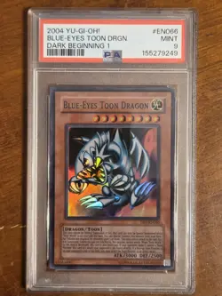 PSA 9 Blue-Eyes Toon Dragon DB1-EN066 Super Rare Vintage Yugioh Dark Beginning 1 - Image 1
