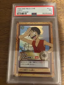PSA 7 ONE PIECE CARDDASS HYPER BATTLE FIRST STAGE #C01 LUFFY 1999 - Image 3
