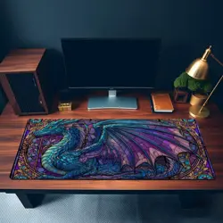 MTG Playmat | Blue Dragon Stained Glass Themed Playmat | Unofficial MTG Playmat - Image 3