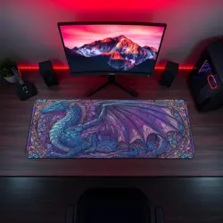 MTG Playmat | Blue Dragon Stained Glass Themed Playmat | Unofficial MTG Playmat - Image 5