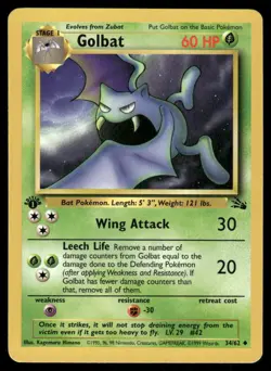 Pokemon Cards Golbat 34/62 1st Edition Fossil WOTC Uncommon NM - Image 1
