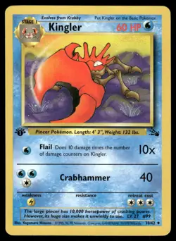 Pokemon Cards Kingler 38/62 1st Edition Fossil WOTC Uncommon NM - Image 1