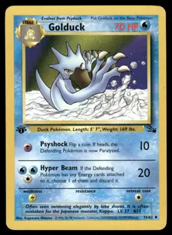 Pokemon Cards Golduck 35/62 1st Edition Fossil WOTC Uncommon NM - Image 1