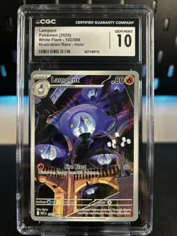 Lampent 102/086 CGC 10 Gem M White Flare Pokemon Card English Scarlet & Violet - Image 1