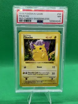 1999 POKEMON GAME RED CHEEKS-SHADOWLESS #58 PIKACHU PSA 7 - Image 1