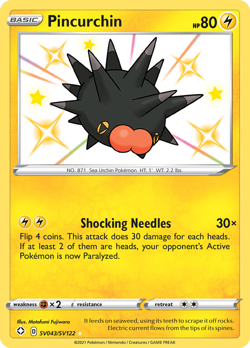 Pincurchin SV043/SV122 Shiny Rare Shining Fates Shiny Vault Pokemon Holo NM/M - Image 1