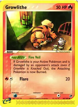 Pokemon TCG Growlithe 65/100 Common Sandstorm LP - Image 1