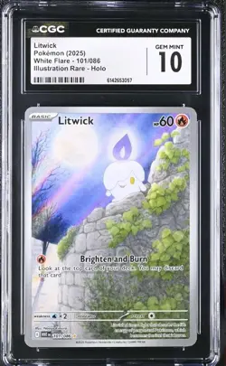Litwick 101/086 Illustration Rare IR Pokemon White Flare CGC 10 GEM MINT - Image 1