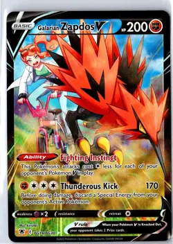 Galarian Zapdos V TG19/TG30 Holo Astral Radiance Trainer Gallery Pokemon NM - Image 1