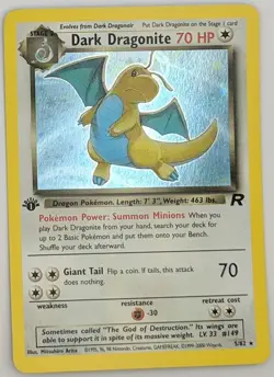 Dark Dragonite 5/82 - MP 1st Edition - Holo Team Rocket - Pokemon WOTC 2000 - Image 1