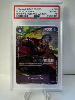 2024 One Piece Roronoa Zoro Pre-Release Winner P-045 Promo PSA 10 - Image 1