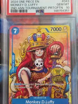 2024 One Piece English Monkey D. Luffy #043 2nd Anniversary TOURNAMENT PSA 10 - Image 2