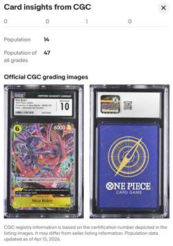 One Piece Nico Robin OP09-107 Alt Art CGC 10 Emperors In The New World - Image 3