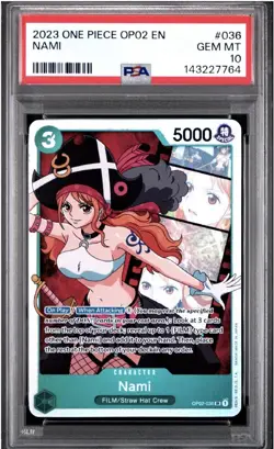 2023 ONE PIECE OP02-PARAMOUNT WAR #036 NAMI PSA 10 - Image 1