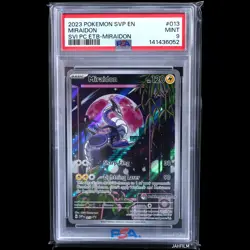 PSA 9 POKEMON 2023 SVP MIRAIDON BLACK STAR PROMO #013 POKEMON CENTER PC ETB - Image 1