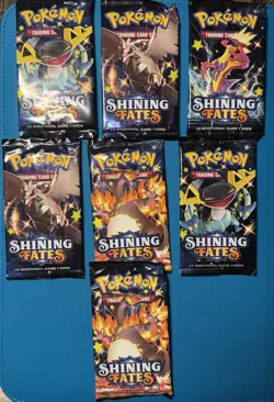 Pokemon TCG Shining Fates Booster Pack Lot Of 7 Sealed Packs Sword And Shield - Image 1