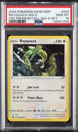 2024 POKEMON SWSH BLACK STAR PROMO #029 RAYQUAZA-HOLO PSA 10 - Image 1