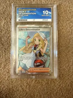 Pokemon Lillie's Determination 169/132 Mega Evolution ACE 10 perfect sub grades - Image 1