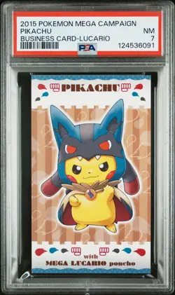 POKEMON JAPANESE STRONG CUTE PIKACHU MEGA CAMPAIGN BUSINESS CARDS PIKACHU PSA 7 - Image 1