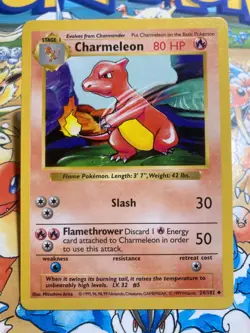 Charmeleon 24/102 Uncommon Base Set Shadowless Pokemon - Image 1