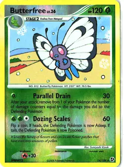 Great Encounters Butterfree #14/106 Rare Pokemon TCG Trading Card 2008 - Image 1