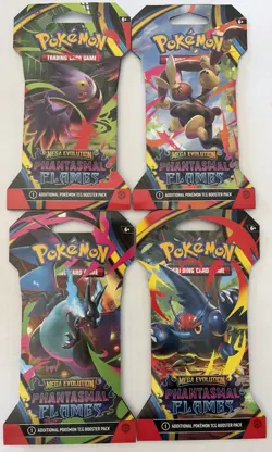 Pokemon Mega Evolutions Phantasmal Flames Limited Edition Booster Packs 4 Sealed - Image 1