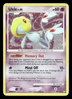 Uxie 18/123 Rare Mysterious Treasures Holo Pokemon LP - Image 1