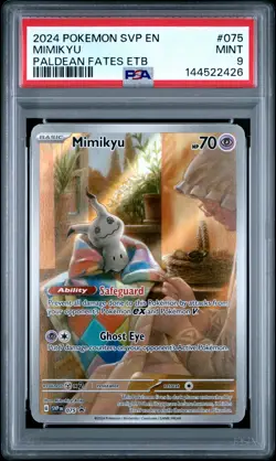 Mimikyu 075/091 Paldean Fates Elite Trainer Box Pokemon PSA 9 - Image 1