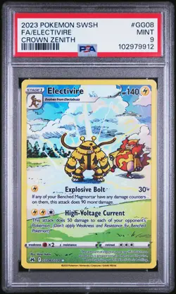 2023 POKEMON SWORD & SHIELD CROWN ZENITH #GG08 FULL ART/ELECTIVIRE PSA 9 - Image 1