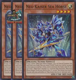 Yugioh! 3x Neo Kaiser Sea Horse SDWD-EN004 Super Rare 1st Ed NM - Image 1