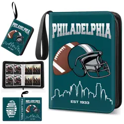 Football Card Binder, Philadelphia Trading Card Holder Protectors, 4 Pocket F... - Image 1