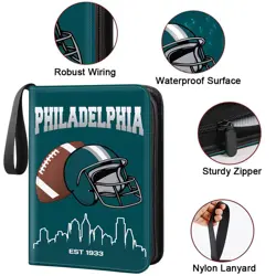 Football Card Binder, Philadelphia Trading Card Holder Protectors, 4 Pocket F... - Image 3