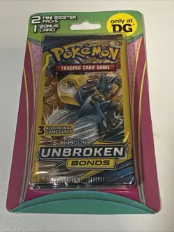 POKEMON DG Blister 2 MINI PACKS SUN & MOON Unbroken Bonds Booster NEW Sealed - Image 1