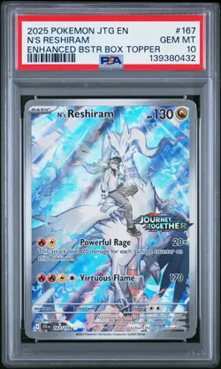 2025 POKEMON JTG EN-JOURNEY TOGETHER BOX TOPPER #167 N'S RESHIRAM PSA 10 - Image 1