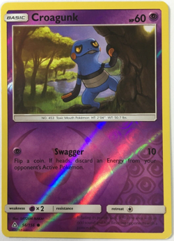 POKEMON CROAGUNK 56/156 ULTRA PRISM COMMON REVERSE HOLO NEAR MINT - Image 1