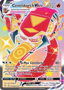 Pokemon Centiskorch VMAX Shining Fates SV109/122 Full Art Shiny Holo Rare VMAX - Image 1