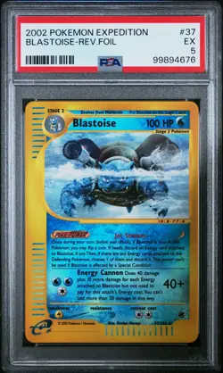 2002 Pokemon Expedition Reverse Holo Blastoise #37 PSA 5 - Image 1