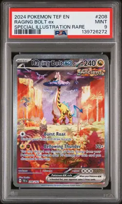 PSA 9 RAGING BOLT EX 208/162 SPECIAL ILLUSTRATION RARE POKEMON - Image 1