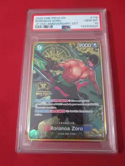 Roronoa Zoro One Piece Japanese Version 2nd Anniversary Set OP06-118 PSA 10 Mint - Image 1