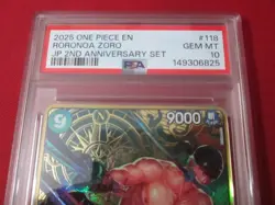 Roronoa Zoro One Piece Japanese Version 2nd Anniversary Set OP06-118 PSA 10 Mint - Image 2