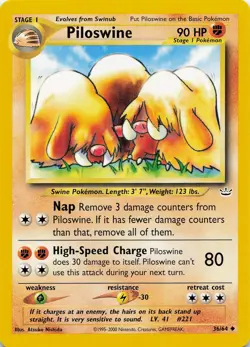 Pokemon Piloswine Unlimited Uncommon Neo Revelation #36/64 NM - Image 1