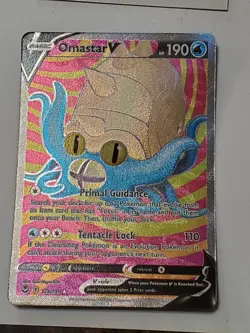 Pokemon Omastar V 174/195 Silver Tempest Ultra Rare Full Art Holo | NM - Image 1