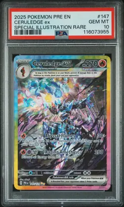 2025 POKEMON PRE EN-PRISMATIC EVOLUTIONS #147 CERULEDGE EX PSA 10 - Image 1