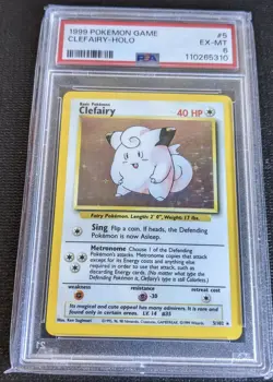 1999 POKEMON GAME CLEFAIRY-HOLO #5/102 PSA 6 EX-MT RARE - Image 1