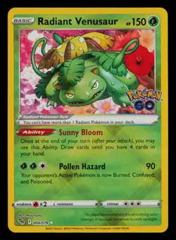 Radiant Venusaur 004/078 Radiant Rare Pokemon GO Pokemon Near Mint - Image 1