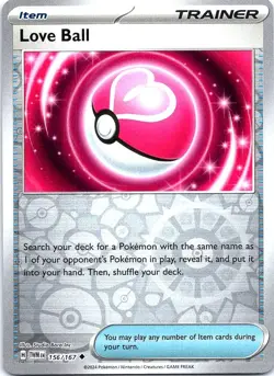Love Ball 156/167 Uncommon Twilight Masquerade Pokemon Reverse Holo Near Mint - Image 1