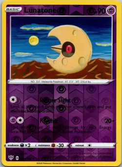 Lunatone 072/189 Uncommon Darkness Ablaze Pokemon Reverse Holo Near Mint - Image 1
