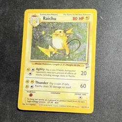 Wizards of the Coast Pokemon Raichu Holo Rare 80HP 16/130 Eng Card 2000 SWIRL - Image 1