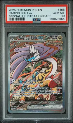 2025 POKEMON PRE EN-PRISMATIC EVOLUTIONS #166 RAGING BOLT EX PSA 10 - Image 1