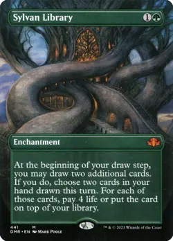 MTG Sylvan Library Dominaria Remastered Borderless Mythic Rare - Image 1
